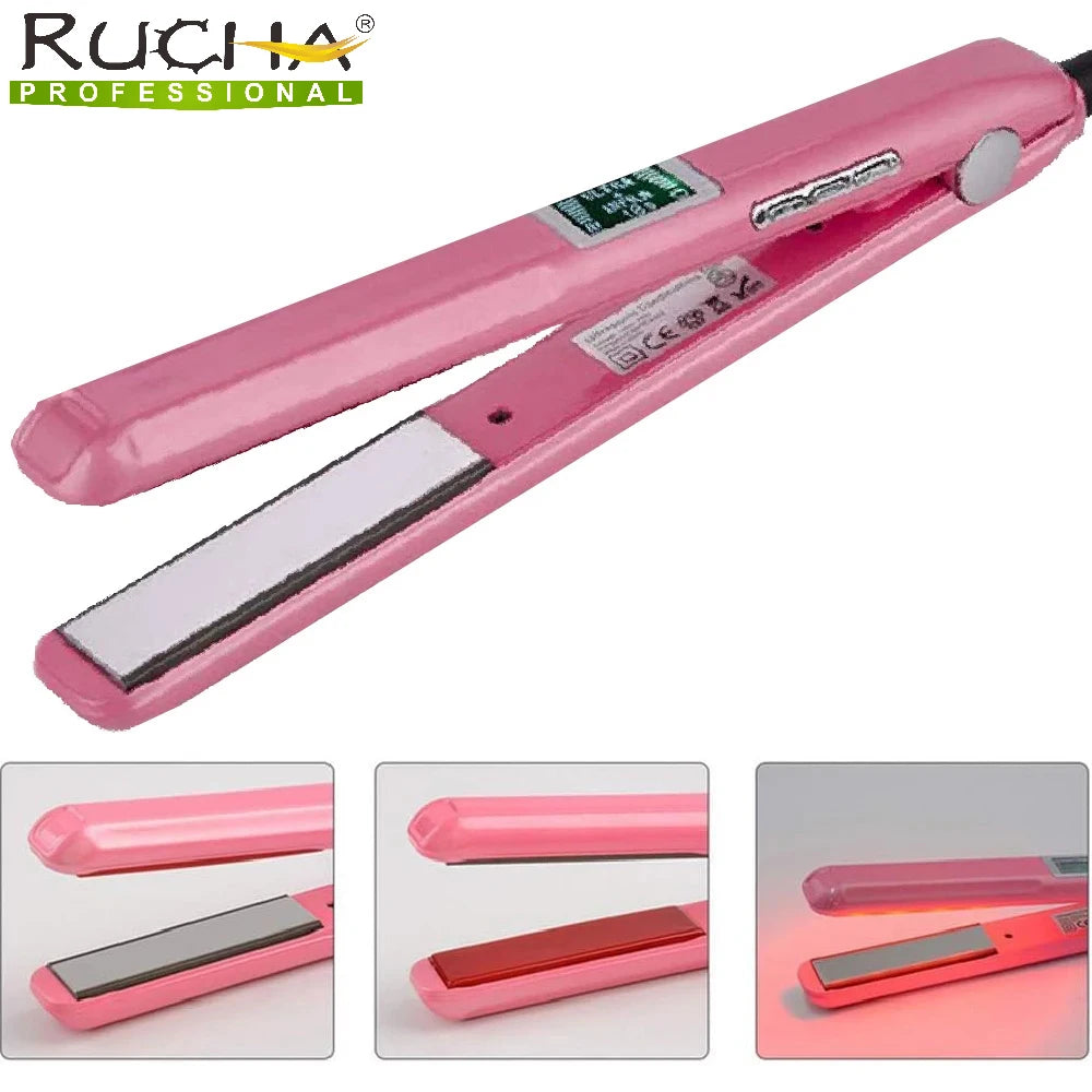 RUCHA Ultrasonic Infrared Hair Straightener Cold Hair Care Flat Iron for Professional Hair Treament Recovers Damaged Styler