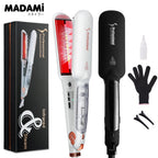 Infrared Steam Hair Straightener Curler Ceramic Glaze Plate 450°F Fast Heating Vapor Flat Iron Straightening Irons Dual Voltage