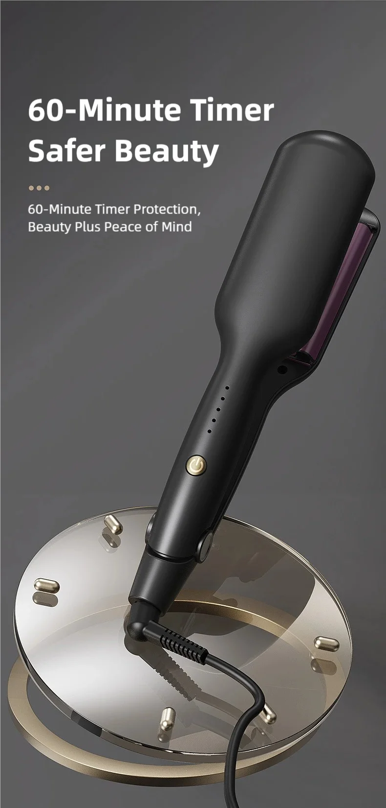 TINSOL 10mm Wave Curling Iron V-Shaped Wool Curling Iron Rapid Heating Five-Level Temperature Control Egg Roll Curling Iron