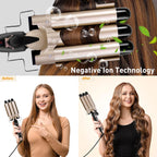 Hatteker Electric Curling Iron 25MM Three-Tube Wavy Hair Roller Egg-Shaped Curler for Styling Small to Large Curls Hair Wand