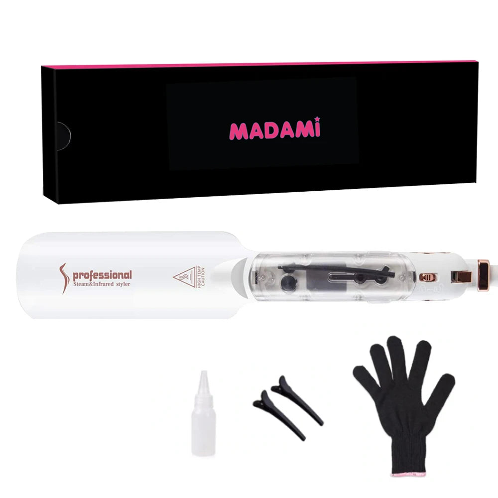 Infrared Steam Hair Straightener Curler Ceramic Glaze Plate 450°F Fast Heating Vapor Flat Iron Straightening Irons Dual Voltage