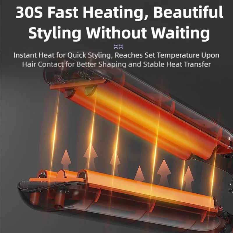 TINSOL 10mm Wave Curling Iron V-Shaped Wool Curling Iron Rapid Heating Five-Level Temperature Control Egg Roll Curling Iron