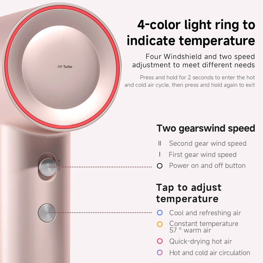 DOCO Hair Dryer 75m/s High Speed 200 Million Negative Ions Hair Care 110000 Rpm Professional Lightweight Home Travel Gift