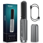 Kensen Hair Straightener Brush Negative Ion USB Rechargeable Wireless Fast Heat Straight Curly Hair Styling Comb for Men Women