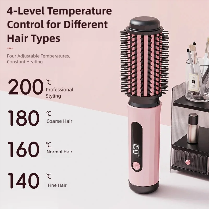 TINSOL Negative Ion Hot Air Brush Professional Styling Tool Multi-Functional Heated Curling and Straightening Brush