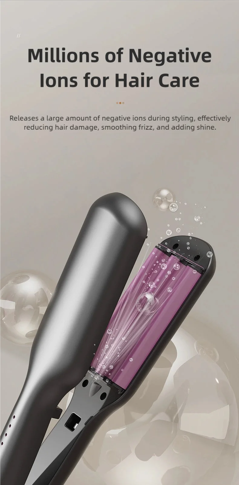 TINSOL 10mm Wave Curling Iron V-Shaped Wool Curling Iron Rapid Heating Five-Level Temperature Control Egg Roll Curling Iron